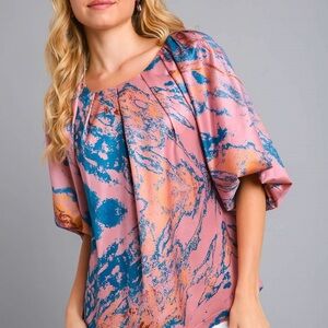 UMGEE #28 - NWT Elegant Pink and Blue Women's Top (bin S1)